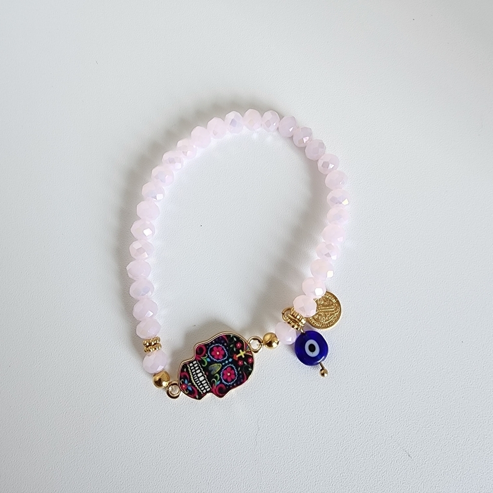 Boho Skull Bracelet Bundle Set + Gold Plated Butterfly Earrings Crystal - Picture 3 of 5
